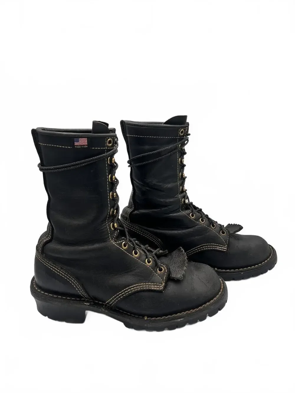 Danner Wildland Fire Boots 7.5 EE Black Leather USA Vibram Logger Boots